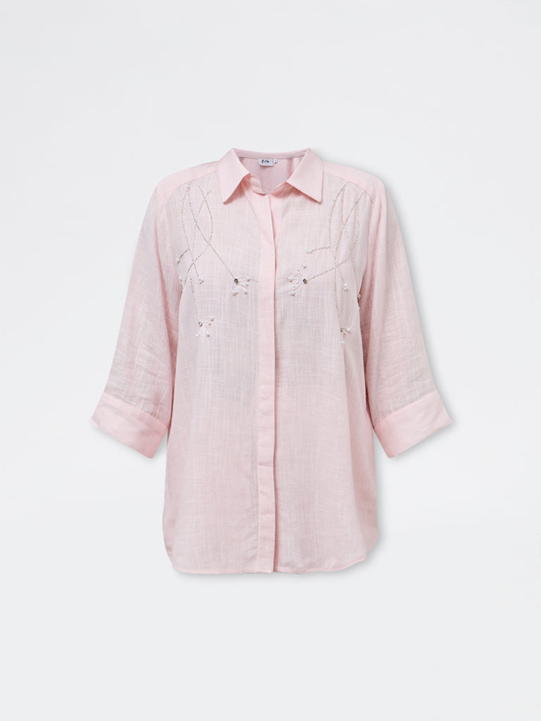 Gia Light Pink Embellished Shirt