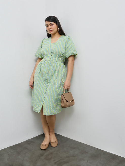 green dress westside Buy Bombay Paisley Green Floral Pattern Cotton A-Line Dress from Westside main image 0