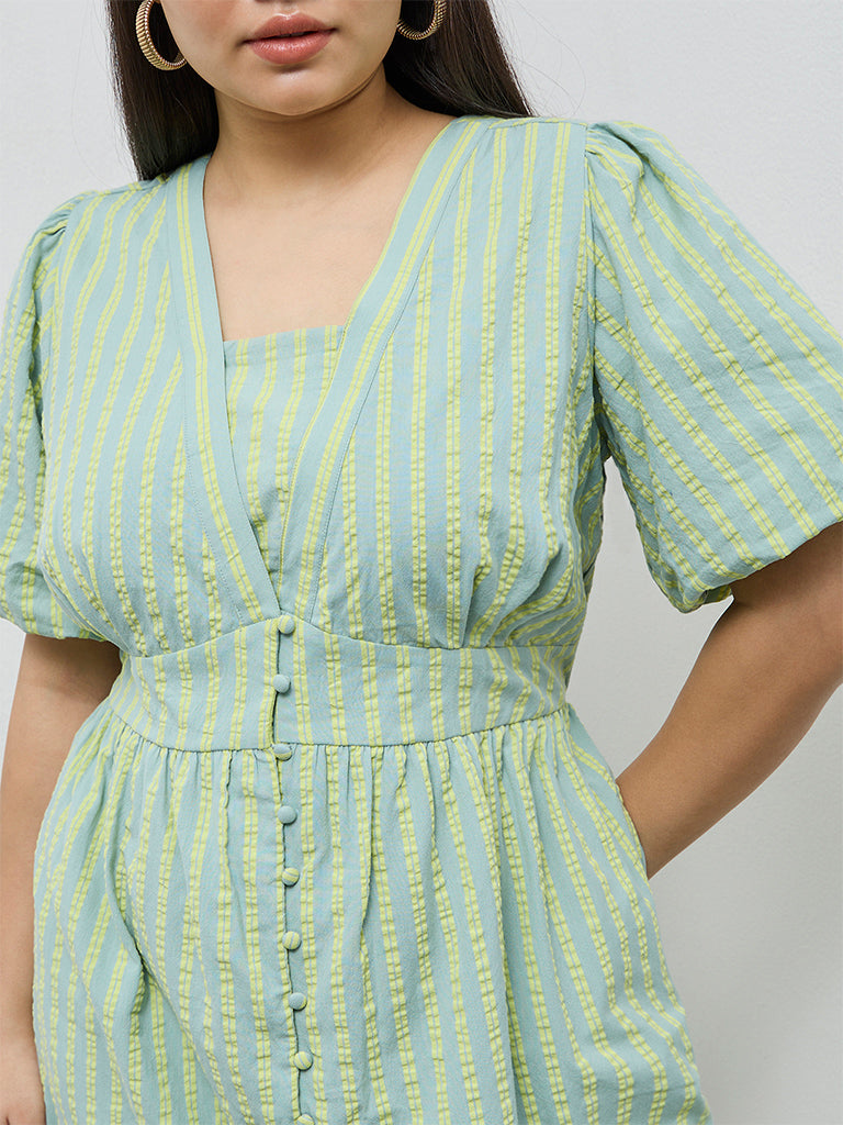 Buy Gia Mint Seersucker Striped Cotton A-Line Dress from Westside Buy Gia Mint Seersucker Striped Cotton A-Line Dress from Westside