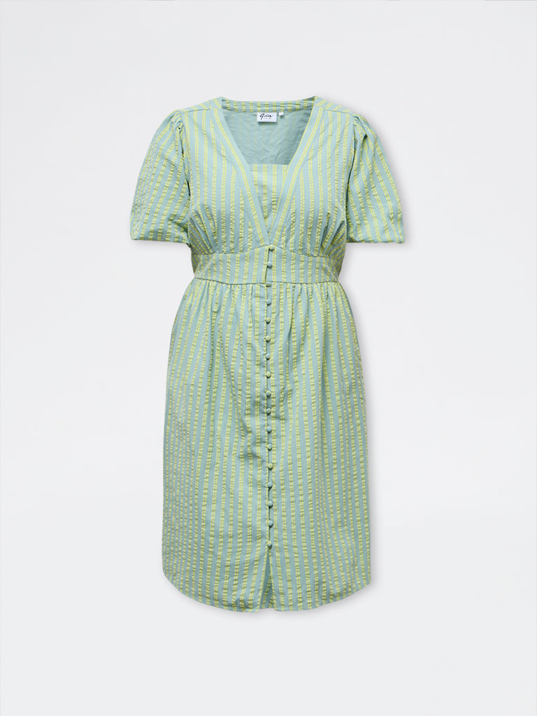 Gia Mint Seersucker Striped Cotton A-Line Dress