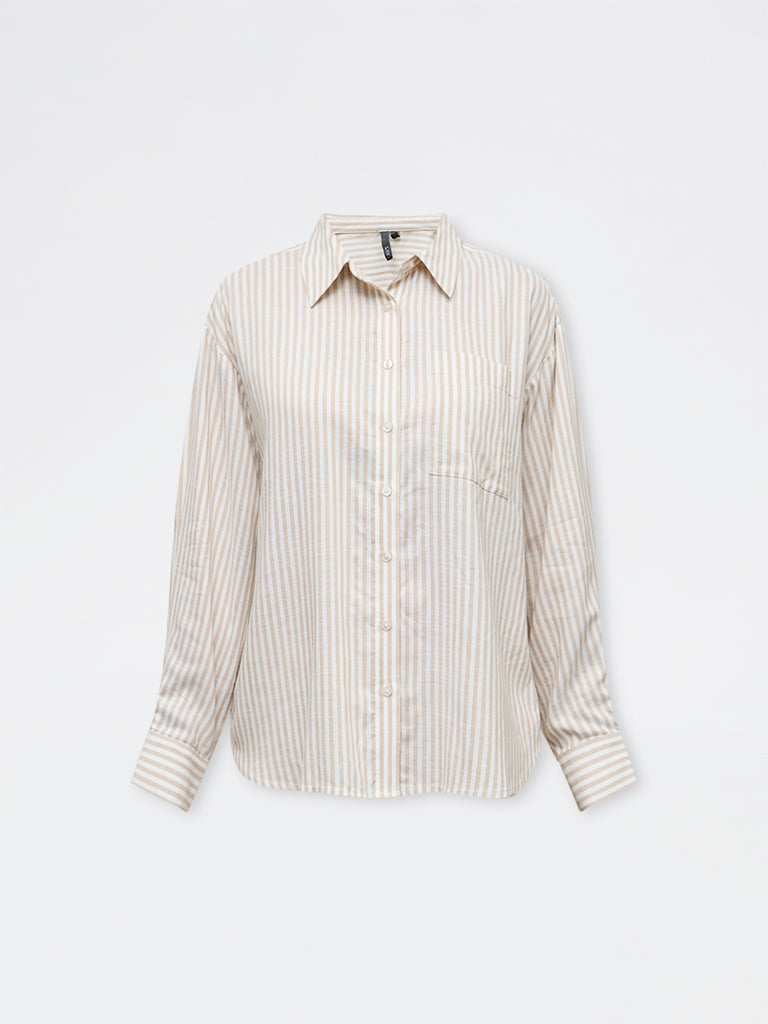 LOV Beige Striped Shirt