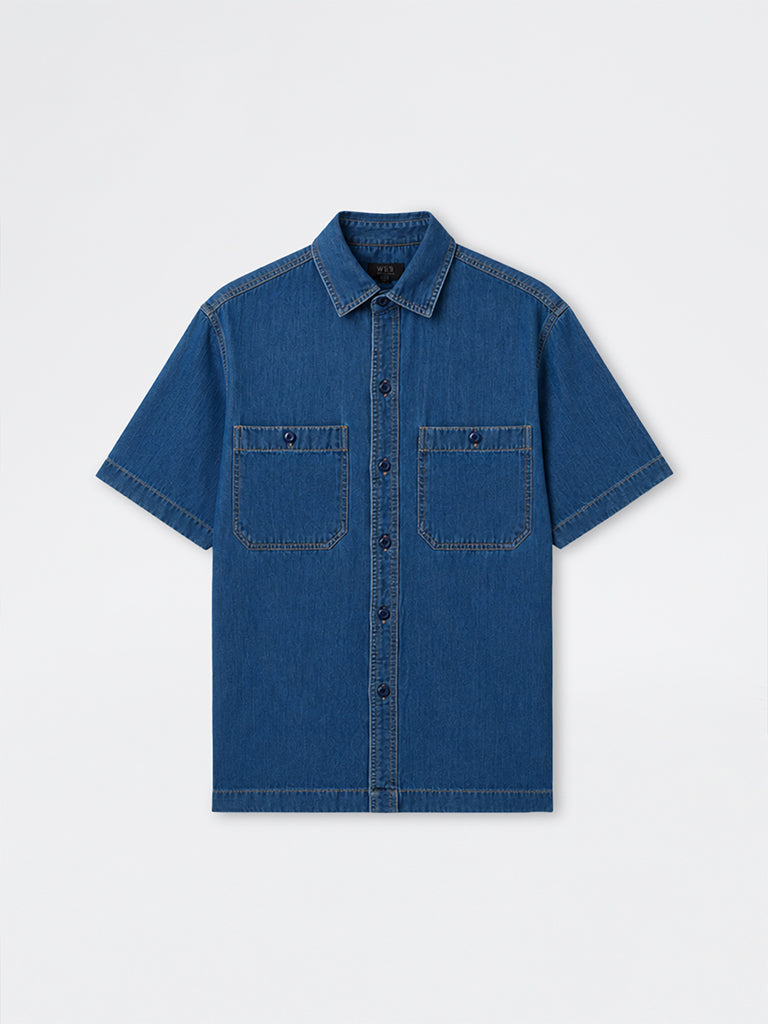 WES Casuals Indigo Relaxed-Fit Denim Shirt
