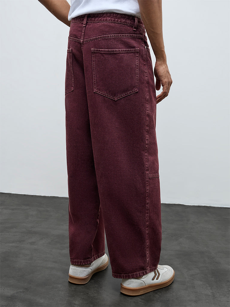 Nuon Red Relaxed-Fit Mid-Rise Jeans