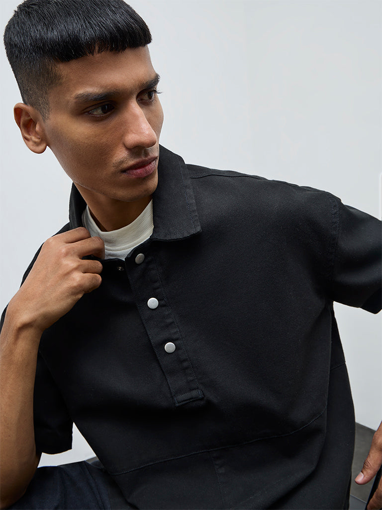 Buy Nuon Black Relaxed-Fit Denim T-Shirt from Westside