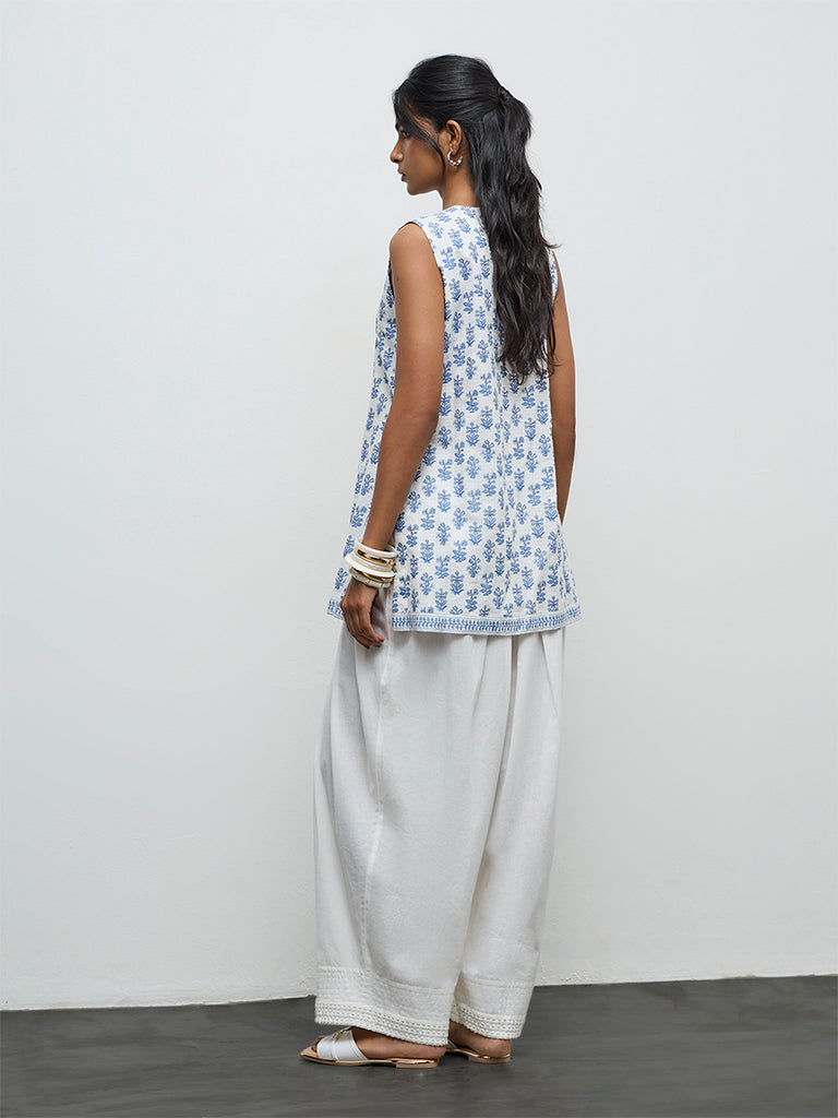 Utsa Navy Foliage Printed Cotton Kurti