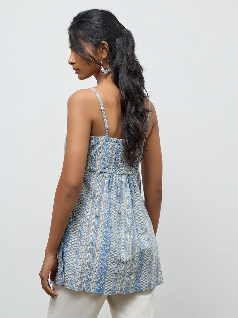 Utsa Indigo Botanical Design Cotton Kurti