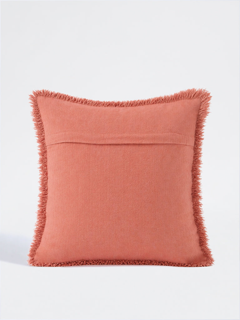 Westside Home Pink Textured Fringe-Detail Cushion Cover