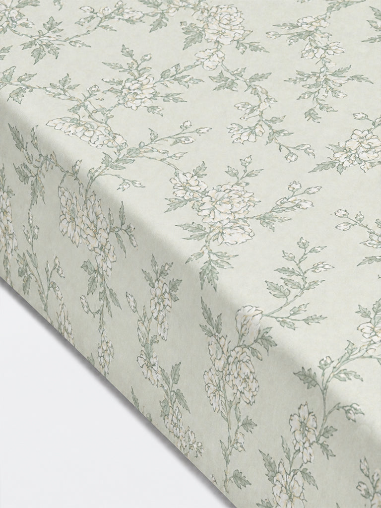 Westside Home Green Floral Printed Queen Bed Sheet Set