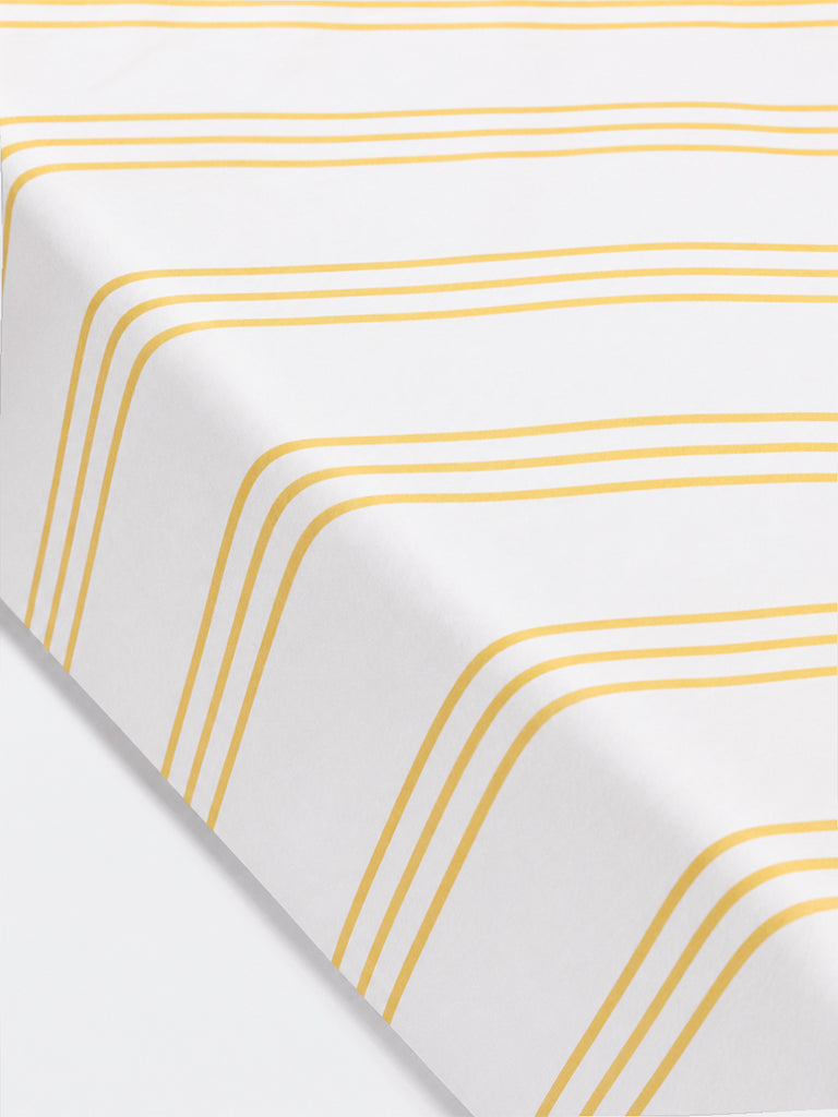 Westside Home Yellow Stripe Printed Fitted Queen Bed Sheet Set