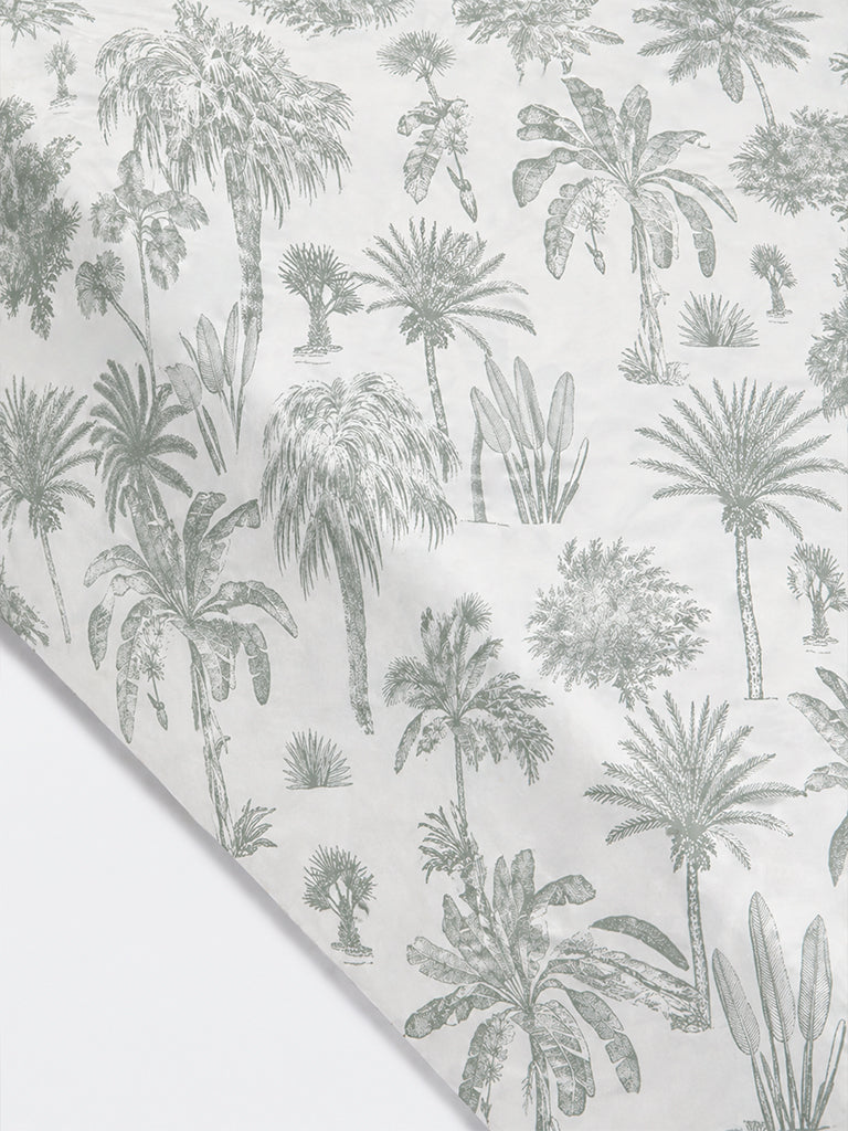Westside Home Green Palm Tree Printed Queen Bed Sheet Set