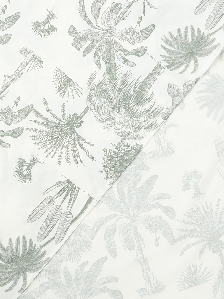 Westside Home Green Palm Tree Printed Queen Bed Sheet Set