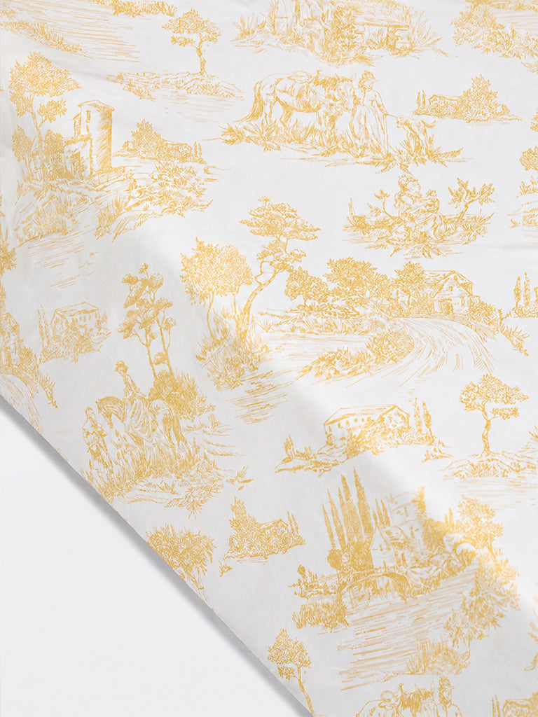 Westside Home Yellow Toile Toile Printed Queen Bed Sheet Set