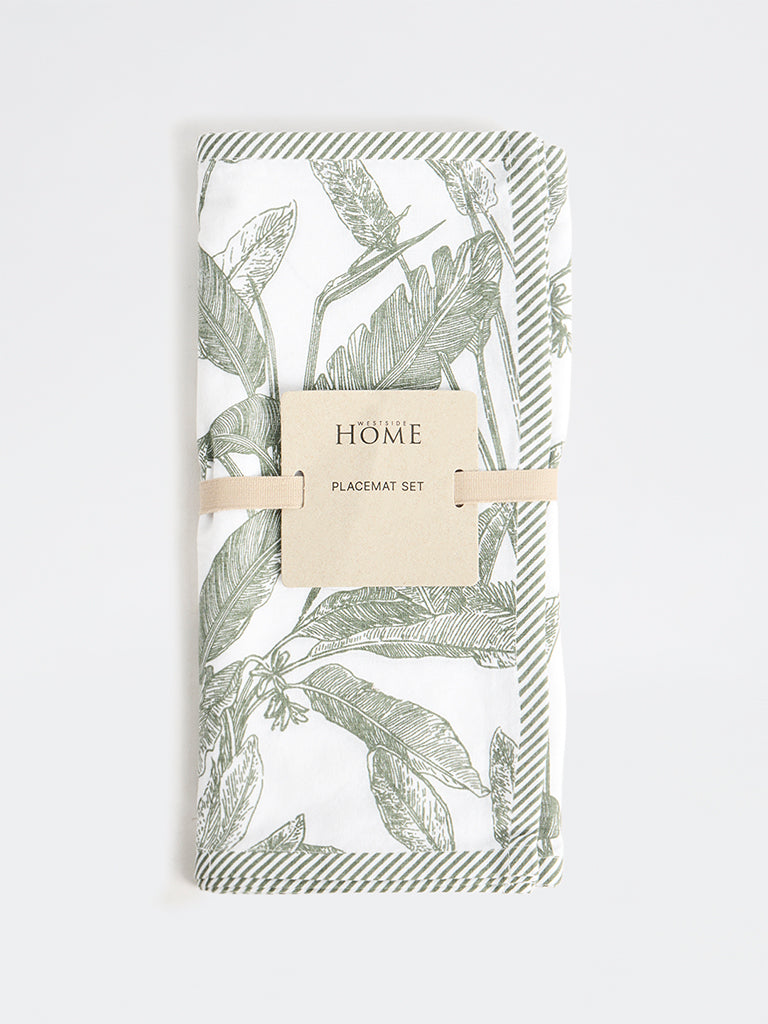 Westside Home Green Botanical Printed Placemat Set