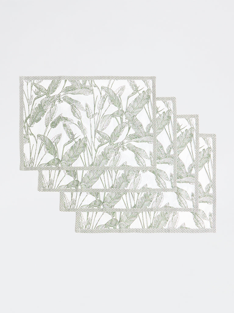 Westside Home Green Botanical Printed Placemat Set