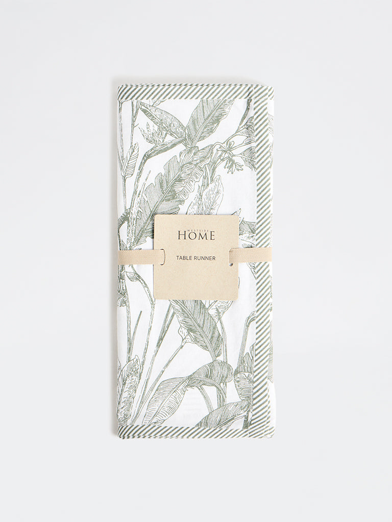 Westside Home Green Botanical Printed Table Runner