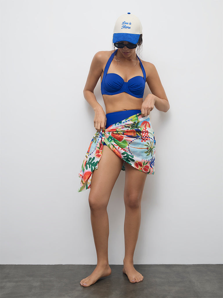 Wunderlove Swimwear Multicolor Printed Sarong In A Bag