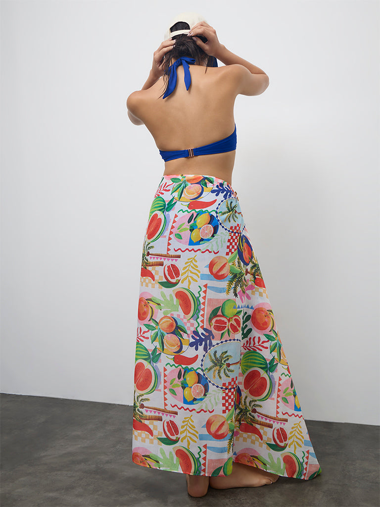Wunderlove Swimwear Multicolor Printed Sarong In A Bag