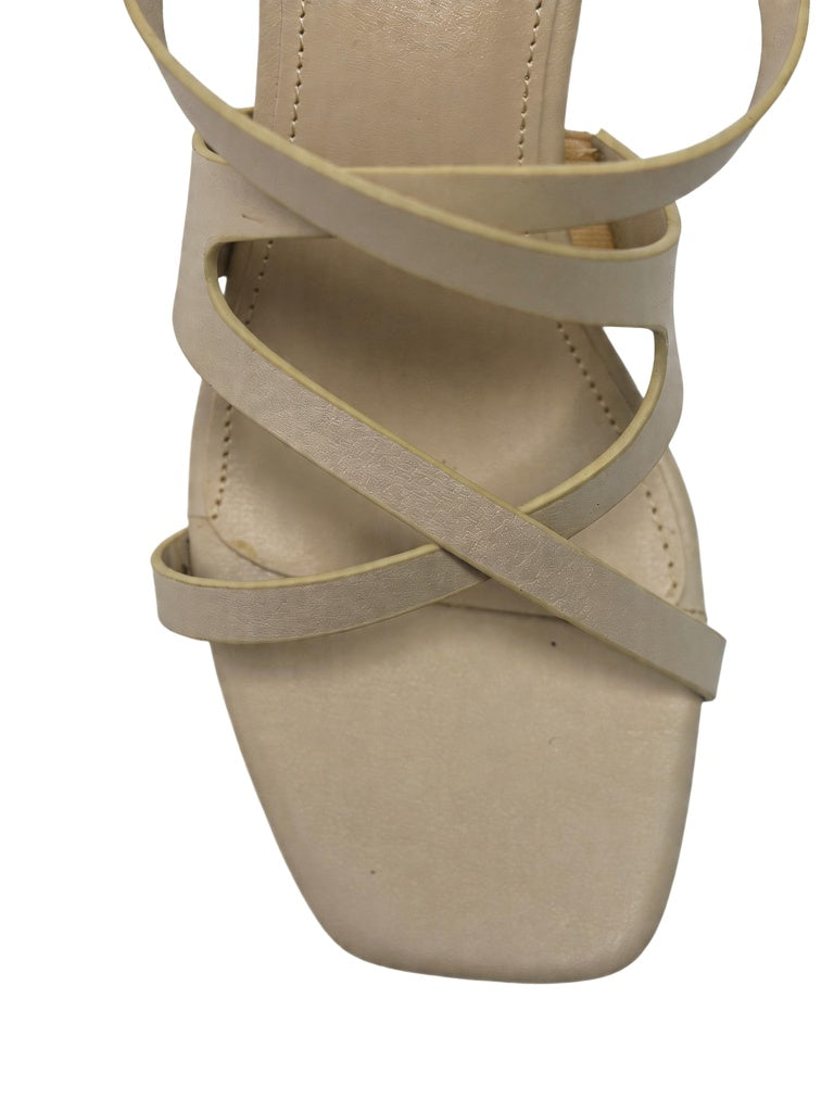 LUNA BLU Ivory Strappy Kitten Heel Sandals
