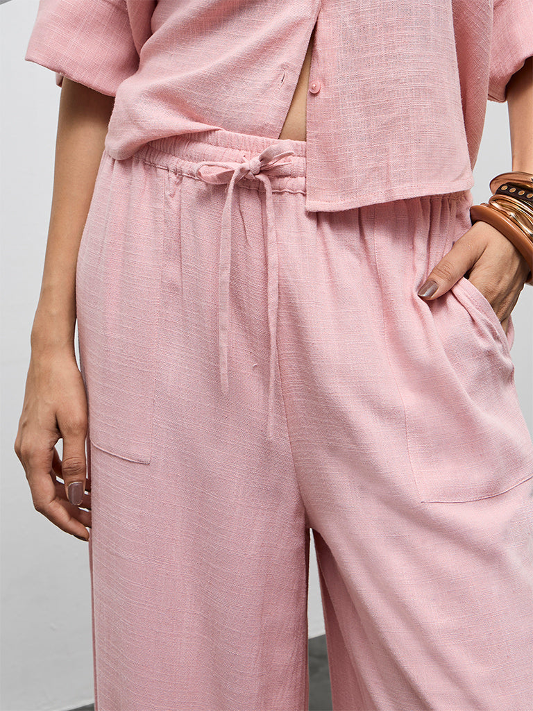 LOV Dusty Pink Solid High-Rise Pants