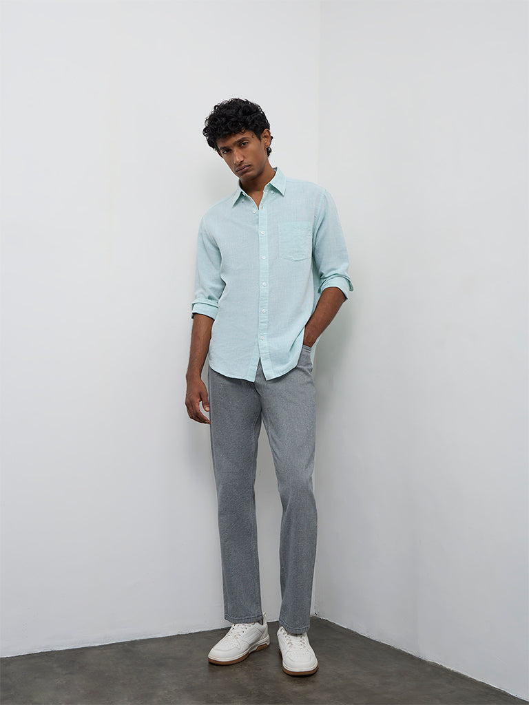 WES Casuals Mint Relaxed-Fit Cotton-Blend Shirt