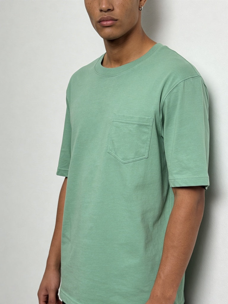 WES Casuals Green Relaxed-Fit Cotton Swimwear T-Shirt