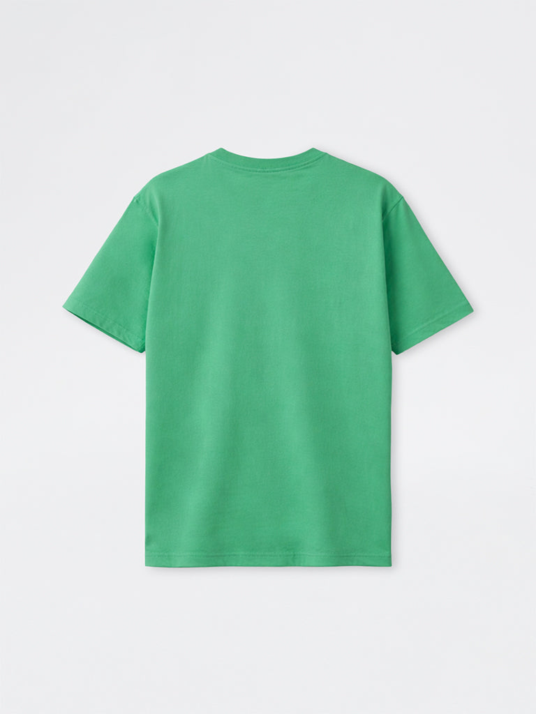 WES Casuals Green Relaxed-Fit Cotton Swimwear T-Shirt