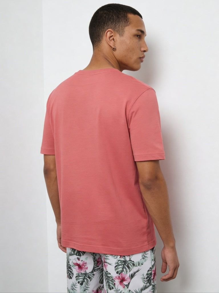 WES Casuals Coral Relaxed-Fit Cotton Swimwear T-Shirt