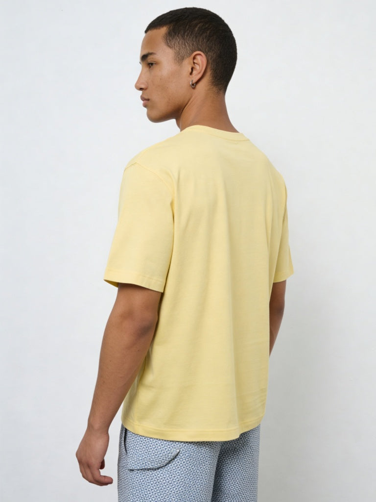WES Casuals Yellow Relaxed-Fit Cotton Swimwear T-Shirt