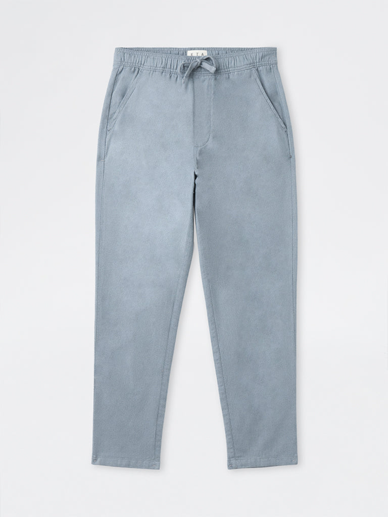 ETA Light Teal Textured Relaxed-Fit Mid-Rise Cotton Chinos