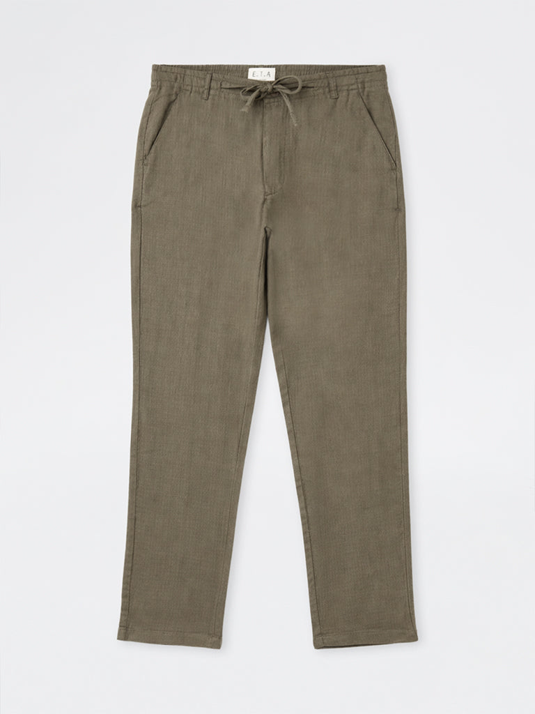 ETA Olive Relaxed-Fit Mid-Rise Cotton-Blend Chinos