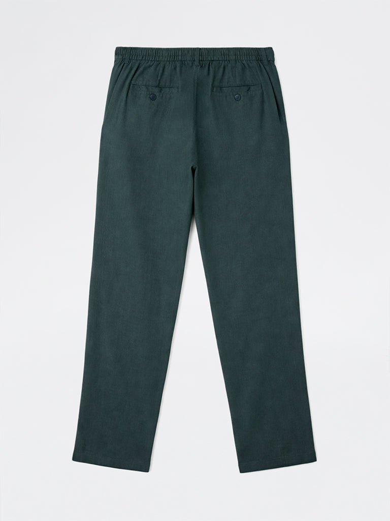 ETA Dark Teal Relaxed-Fit Mid-Rise Cotton-Blend Chinos