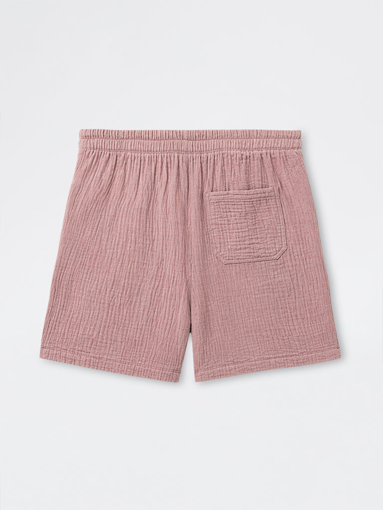 ETA Dusty Pink Relaxed-Fit Mid-Rise Cotton Shorts