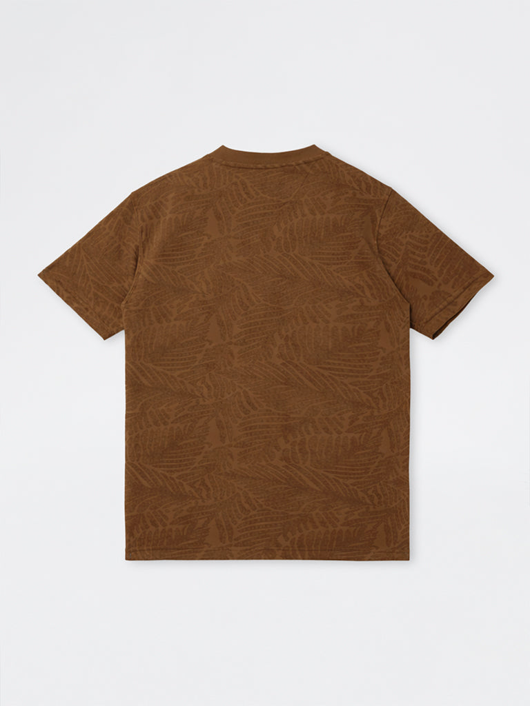 ETA Brown Botanical Textured Relaxed-Fit T-Shirt
