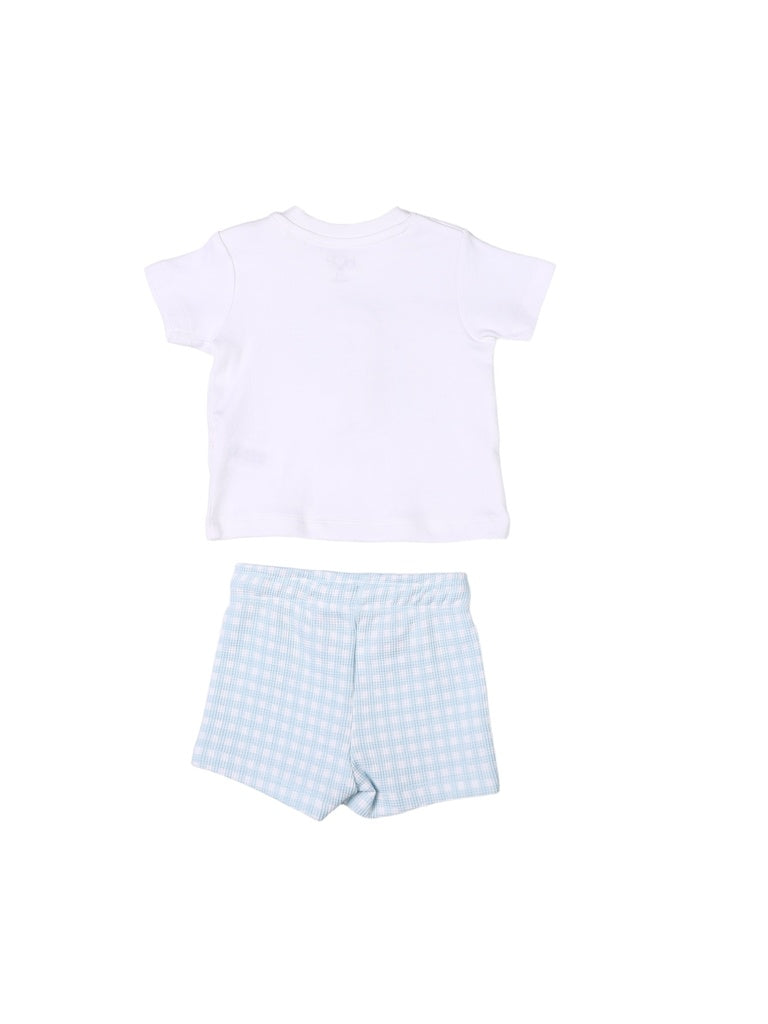 HOP Baby Boys White Printed Cotton T-Shirt and Shorts Set
