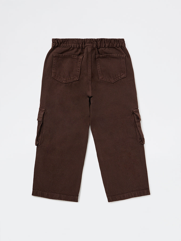 HOP Kids Boys Brown Mid-Rise Cargo Jeans