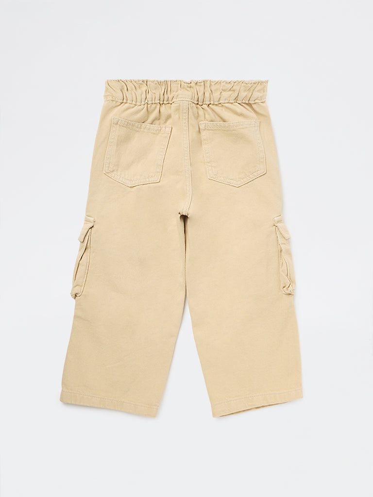 HOP Kids Boys Beige Mid-Rise Cargo Jeans