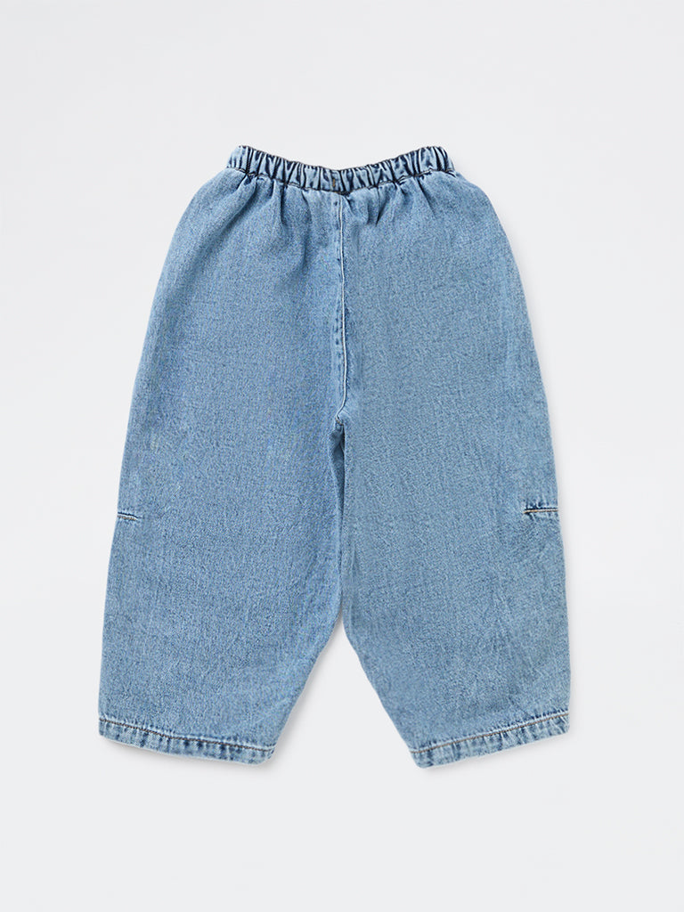 HOP Kids Girls Light Blue Washed Mid-Rise Jeans