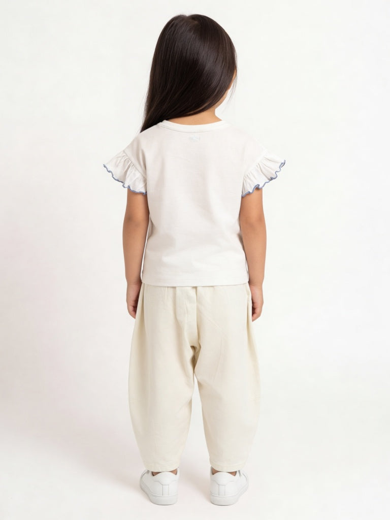 HOP Kids Girls Off-White High-Rise Relaxed-Fit Jeans
