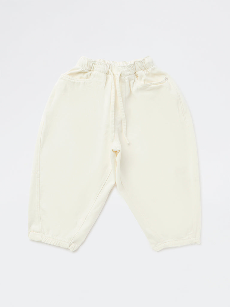 HOP Kids Girls Off-White High-Rise Relaxed-Fit Jeans