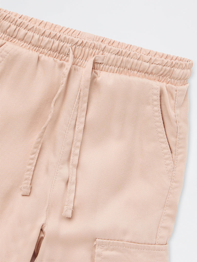 HOP Kids Girls Pink Cargo-Style High-Rise Pants