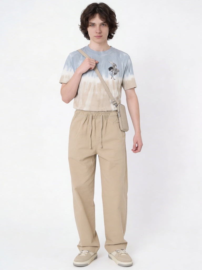 Boys Taupe Mid-Rise Trousers