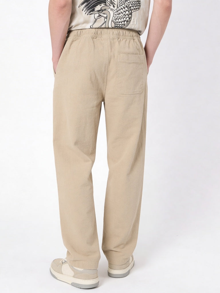 Boys Taupe Mid-Rise Trousers