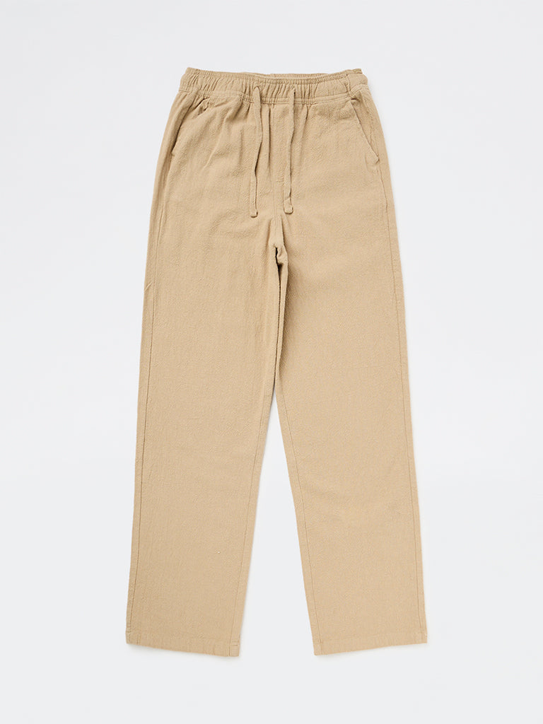 Boys Taupe Mid-Rise Trousers