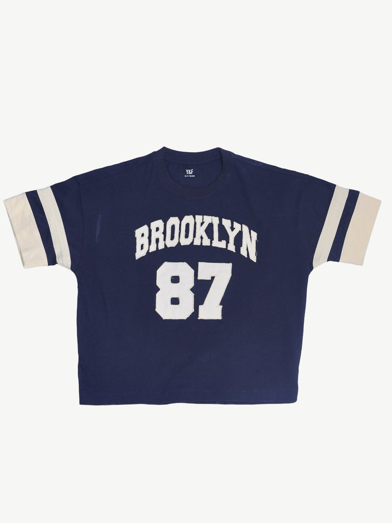Boys Black Brooklyn Graphic Print Cotton T-Shirt