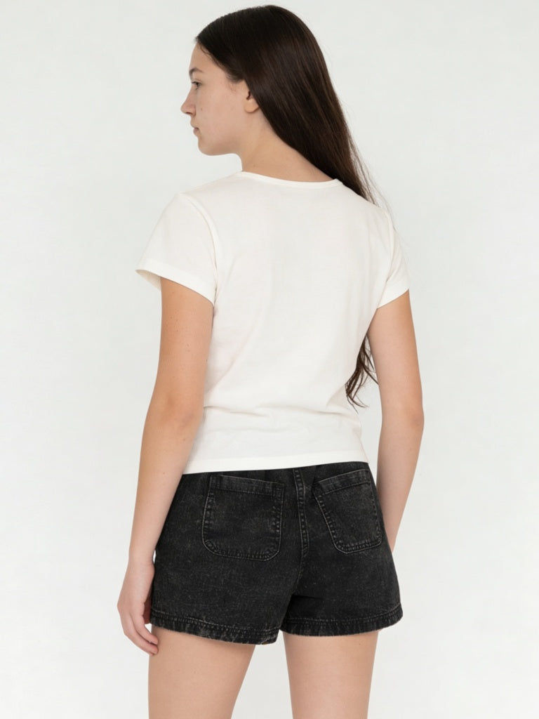 Y&F Kids Girls White Text-Embroidered Cotton-Blend T-Shirt
