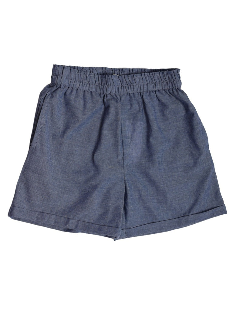 Utsa Kids Girls Blue Solid Cotton Shorts - (8-14 yrs)