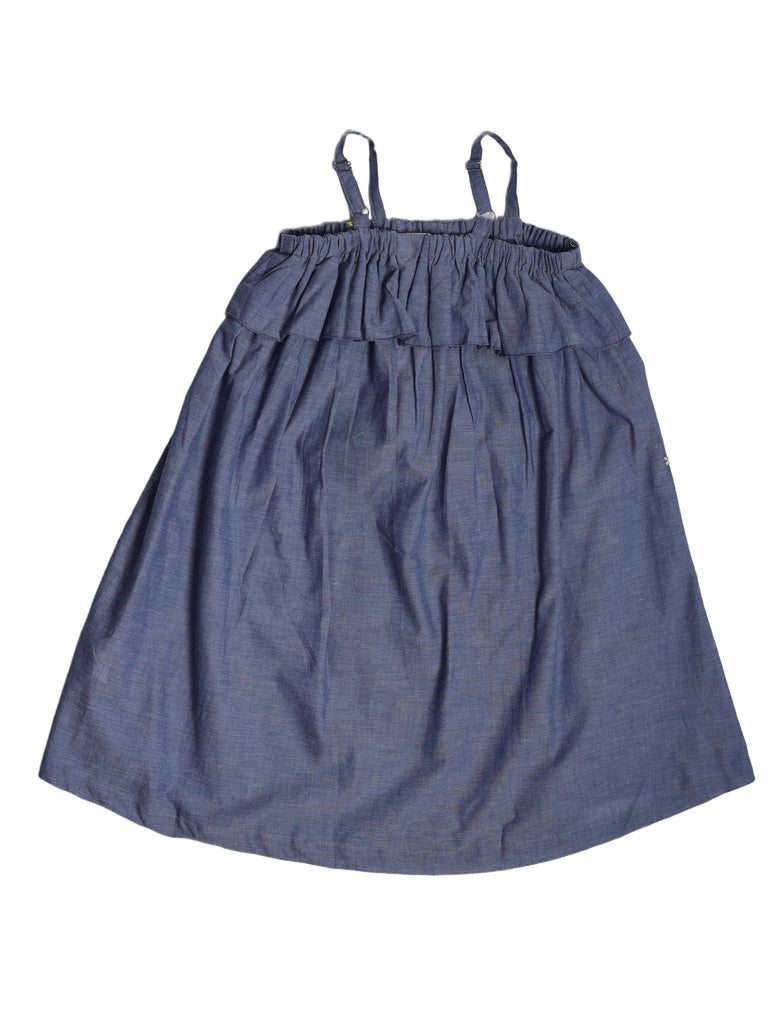Utsa Kids Girls Blue Embroidered Cotton A-line Dress - (8-14 yrs)