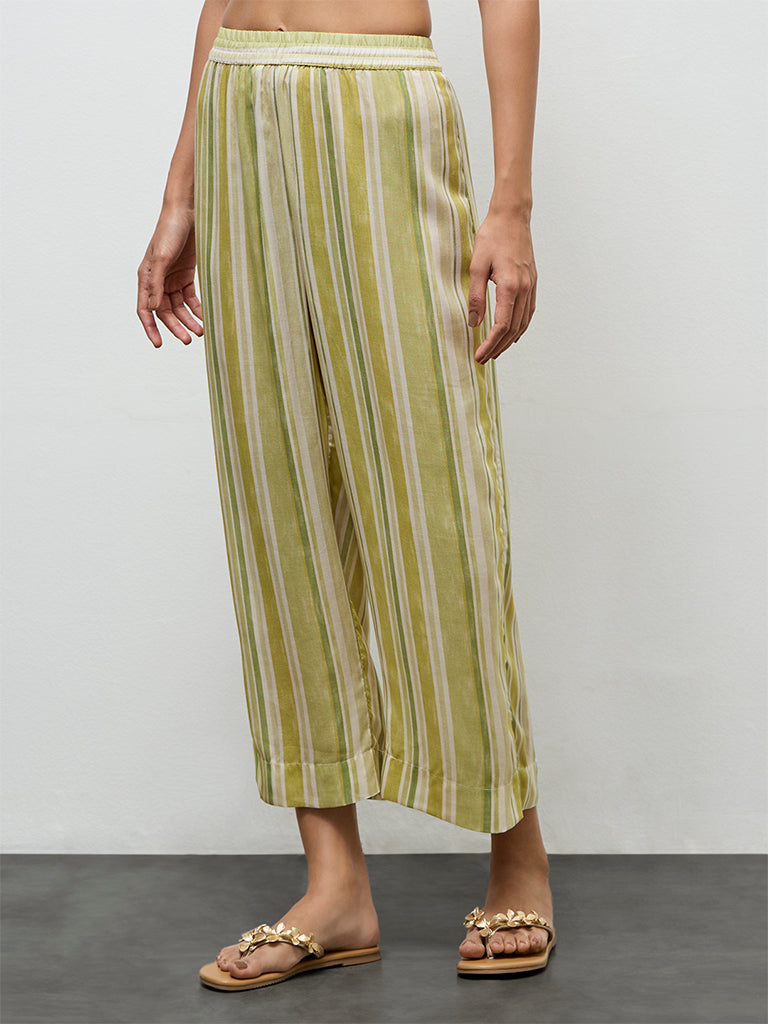 Utsa Lime Striped Pants