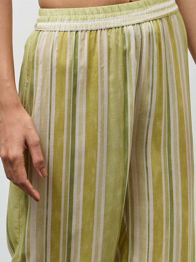 Utsa Lime Striped Pants