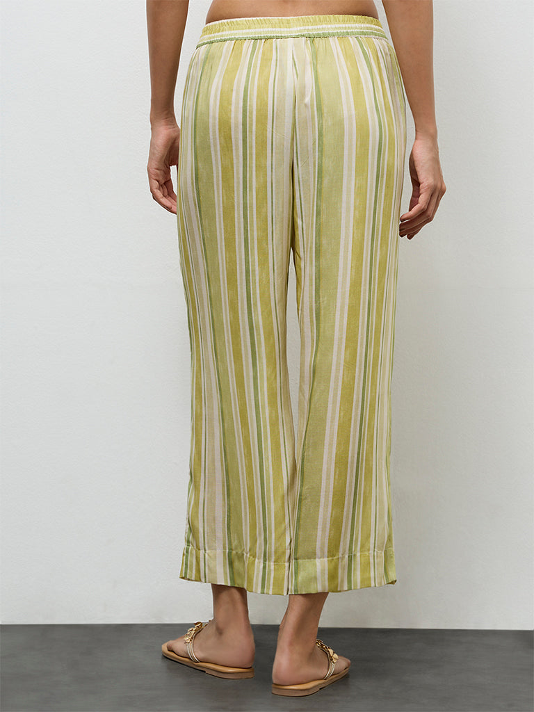 Utsa Lime Striped Pants